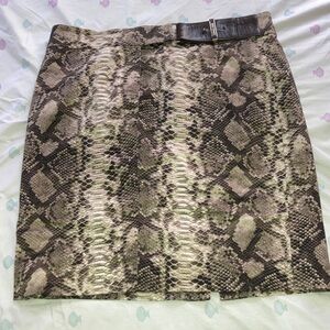MICHAEL Michael Kors Snake Print Mini Skirt with Belt